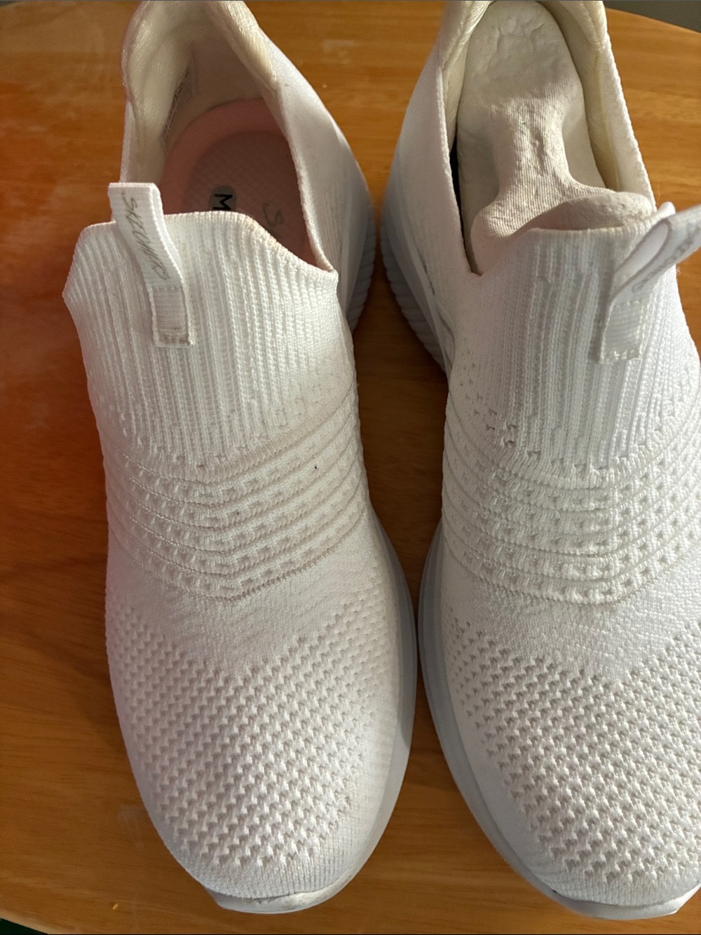 Skechers Women's White Slip-On Knit Sneakers - Picture 6 of 6